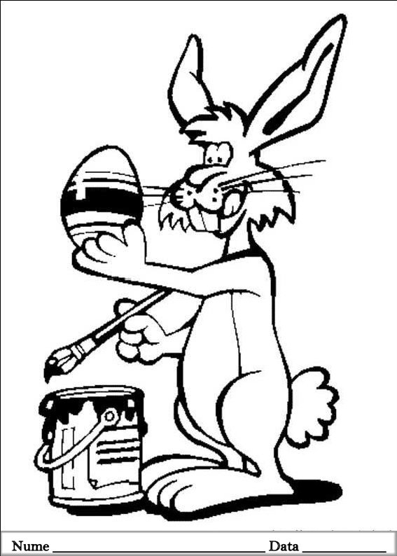 desene de colorat planse iepurasi de pasti